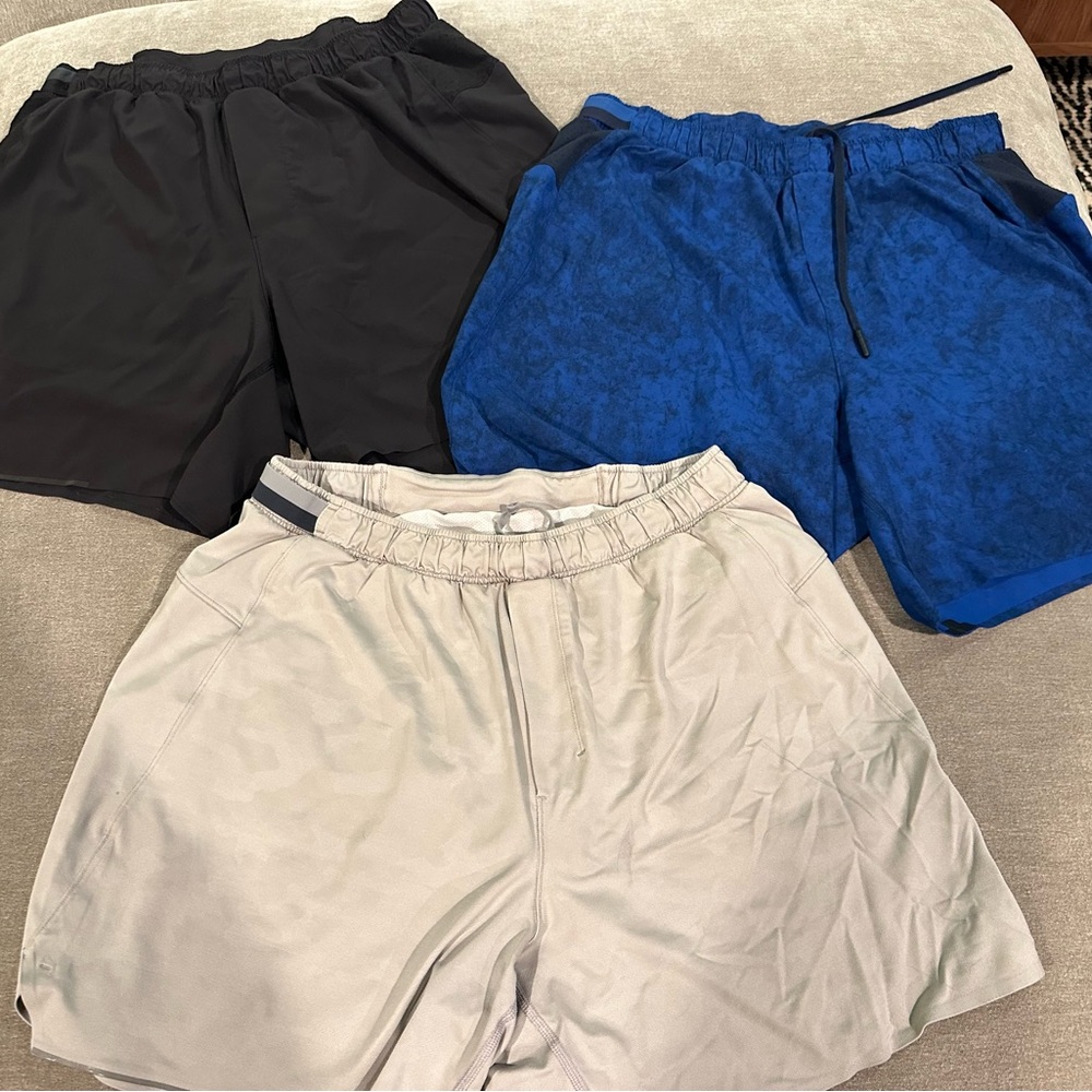 LOT 3 Pairs - Lululemon Mens Fast & Free 6” Lined Shorts - Medium
